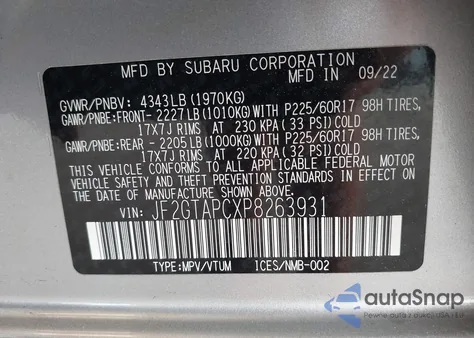 2023 Subaru Crosstrek Premium from USA, damaged, VIN JF2GTAPCXP8263931